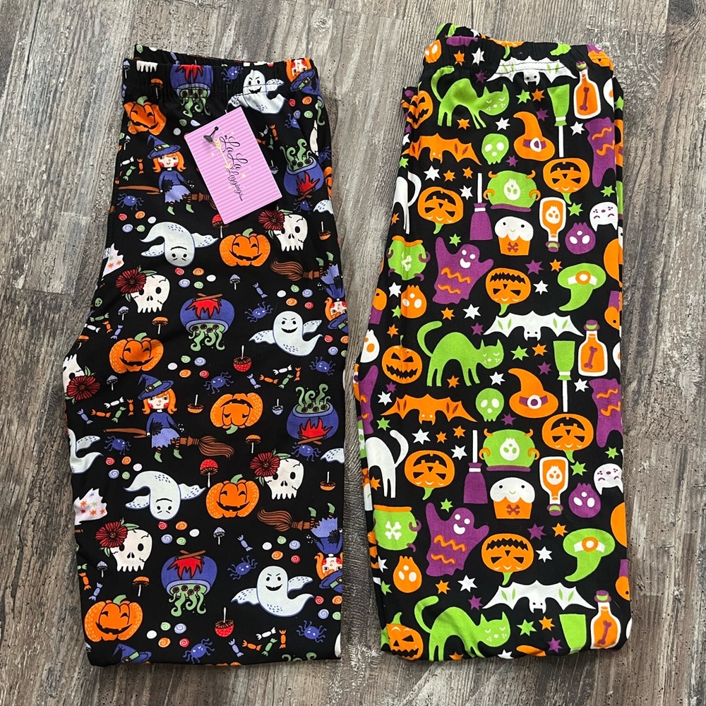 My LaLa Leggings Women’s Set of 2 Halloween Design NWT One Size Stretchy - Picture 2 of 8